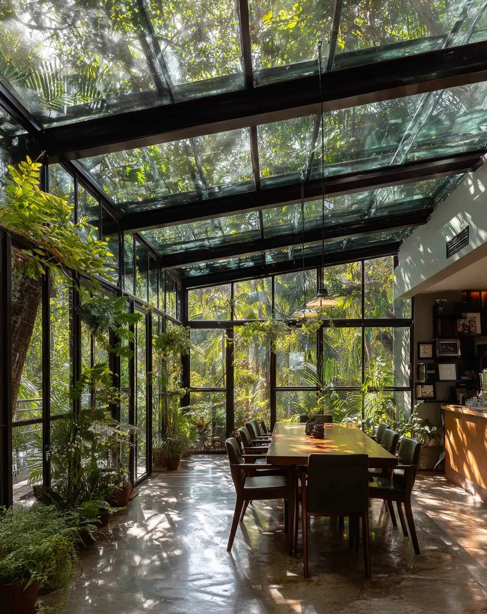 Glass Roof with Sliding Panels