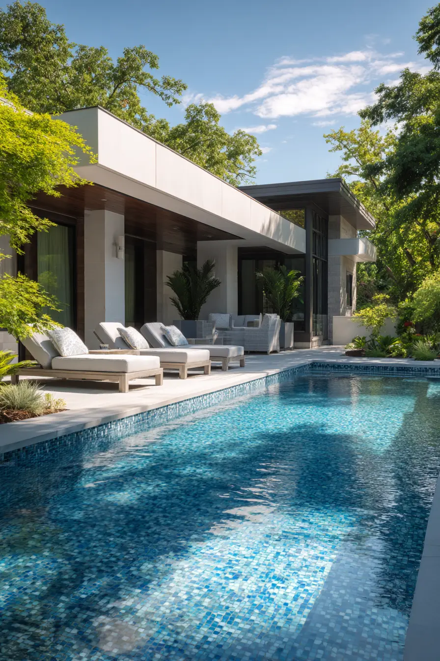 Raised Pool with Glass Tile Interior