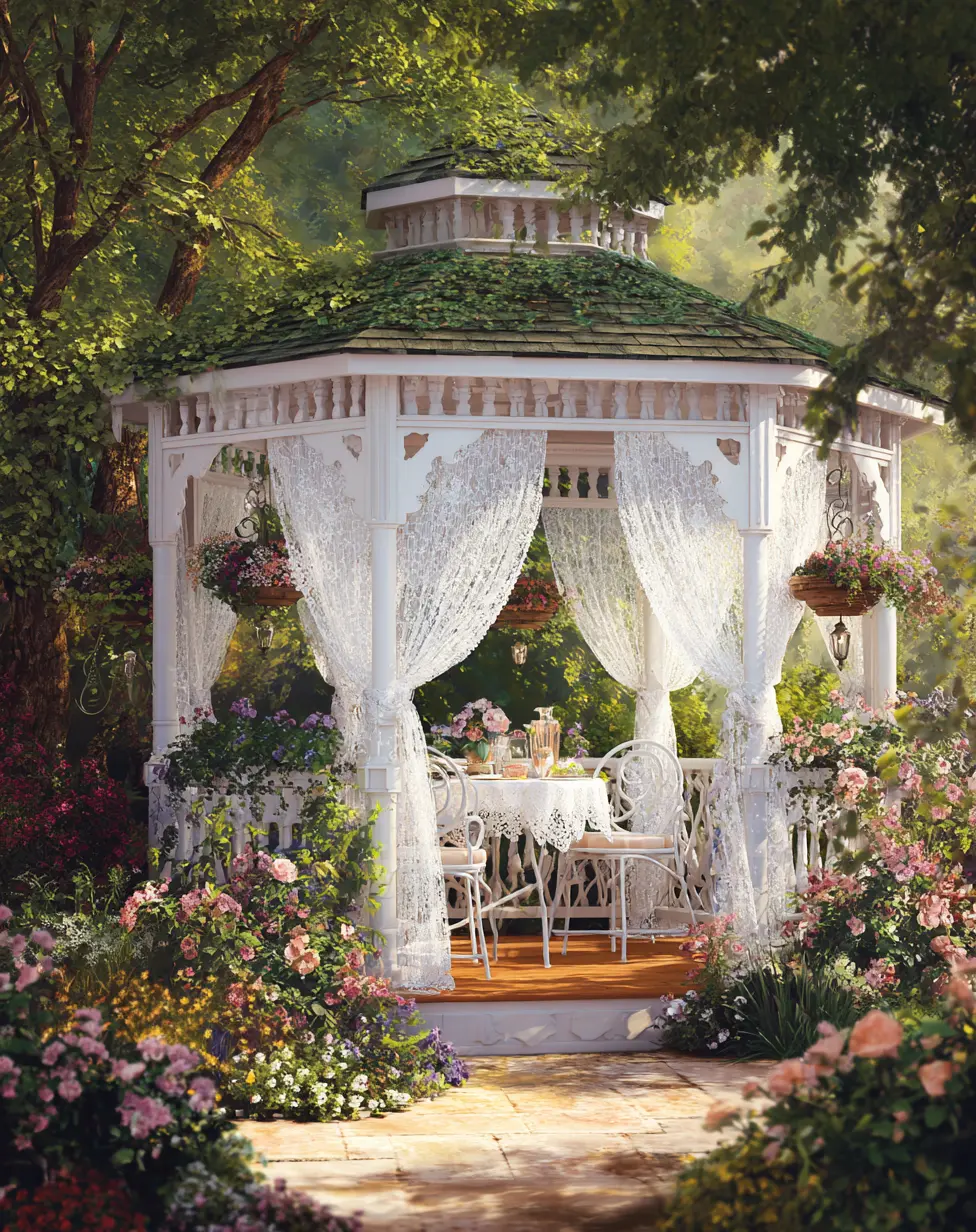 Gazebo with Sheer Curtains