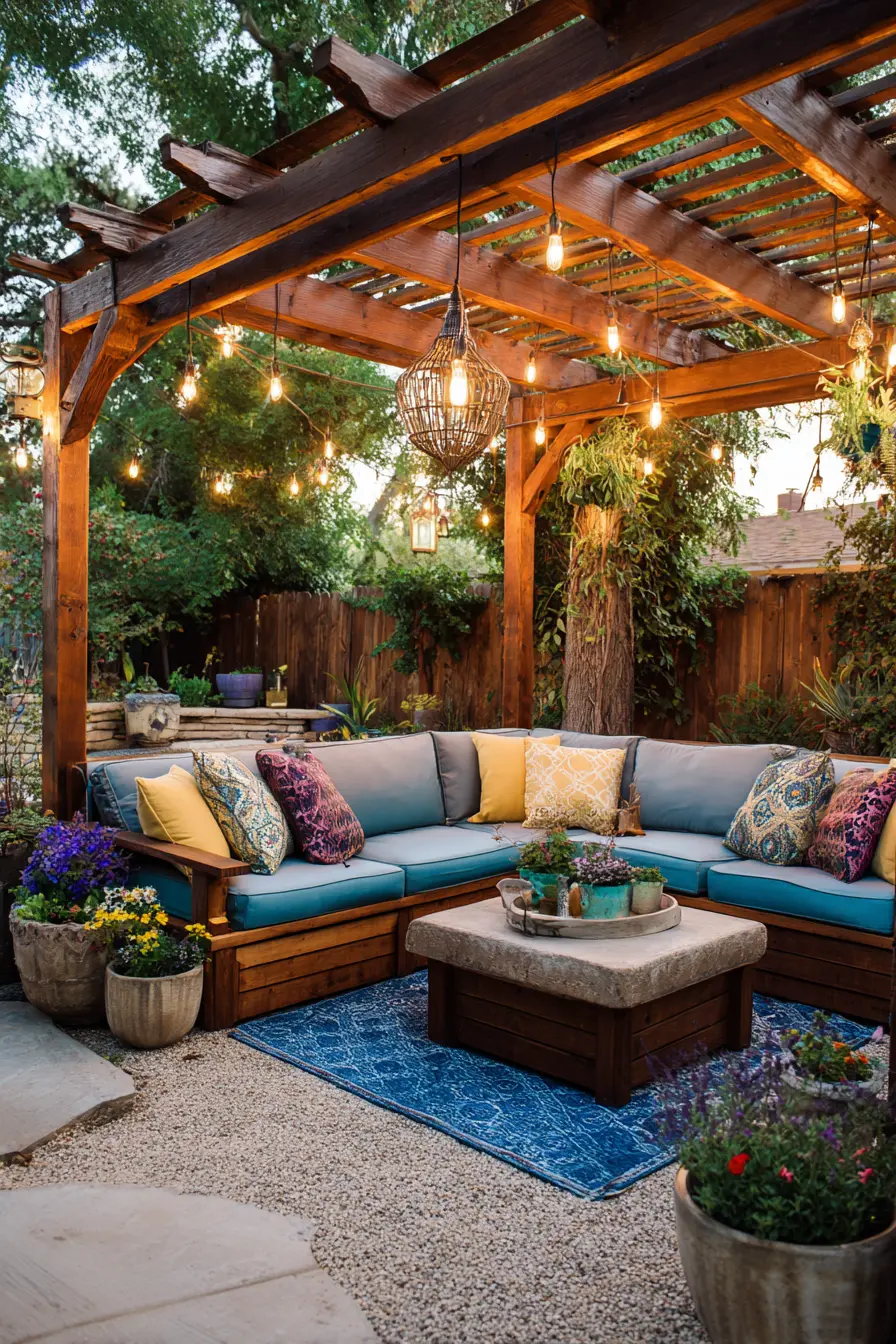 Outdoor Sectional Sofa with Vibrant Throw Pillows