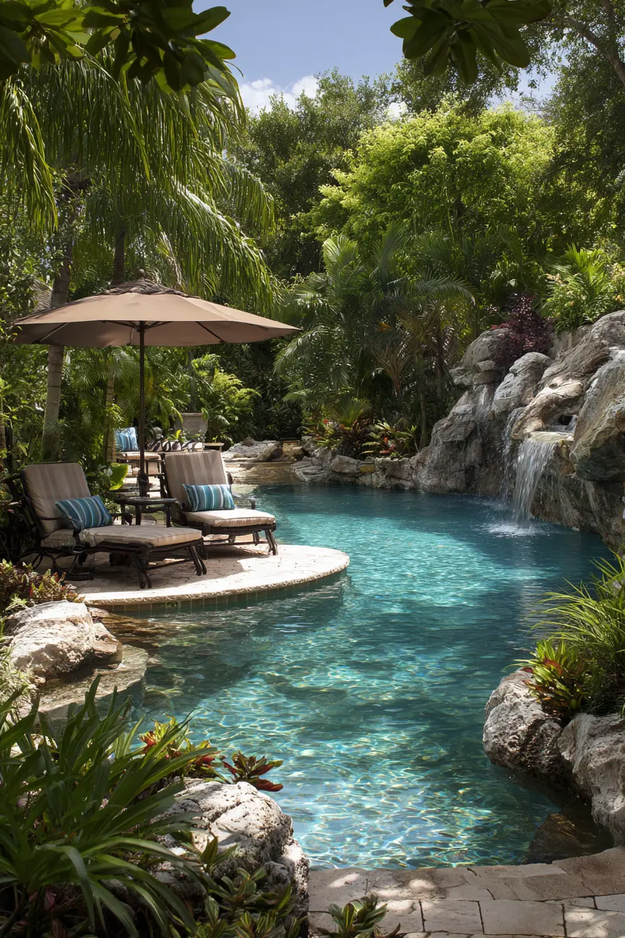 Raised Pool with Waterfall Feature