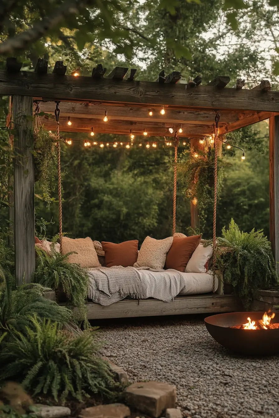Pergola with Built-in Swing Bed