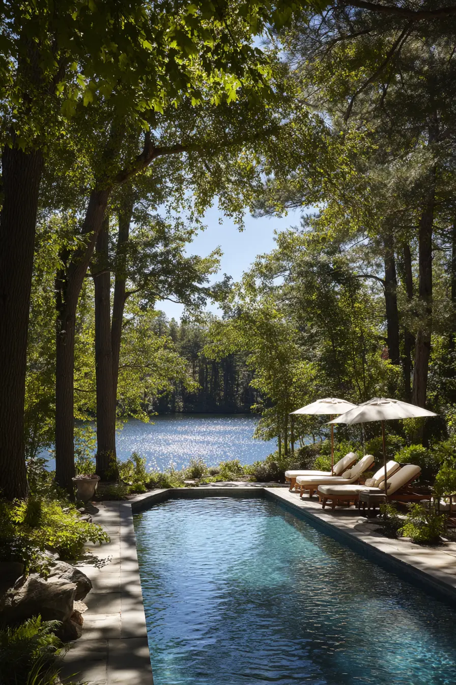 Raised Pool with Vanishing Edge and Lake Views