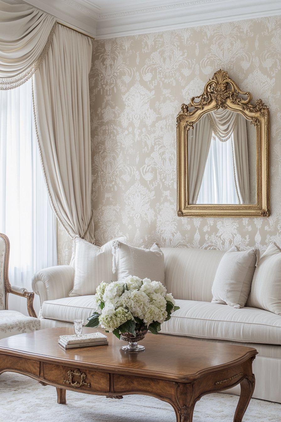 Victorian Revival Wallpaper in Neutral Tones
