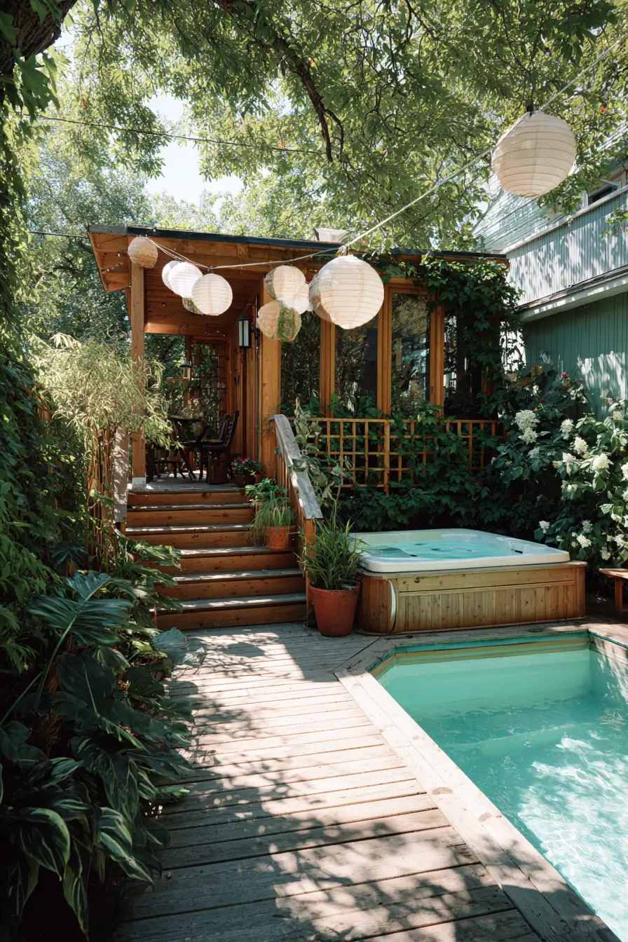 Country Charm: Rustic Wooden Deck with Vintage Accents