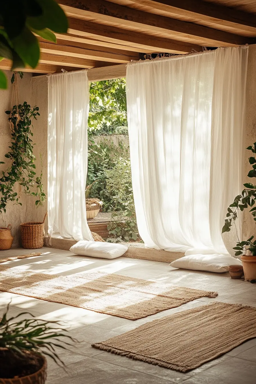 Shaded Patio with Sheer Curtains