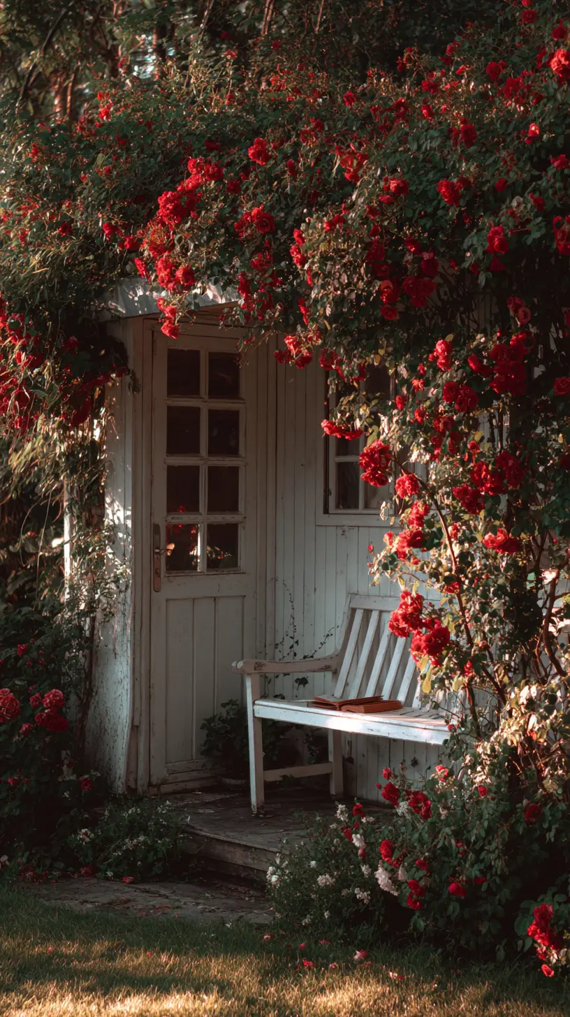 Hidden Rose Nook with a Bench