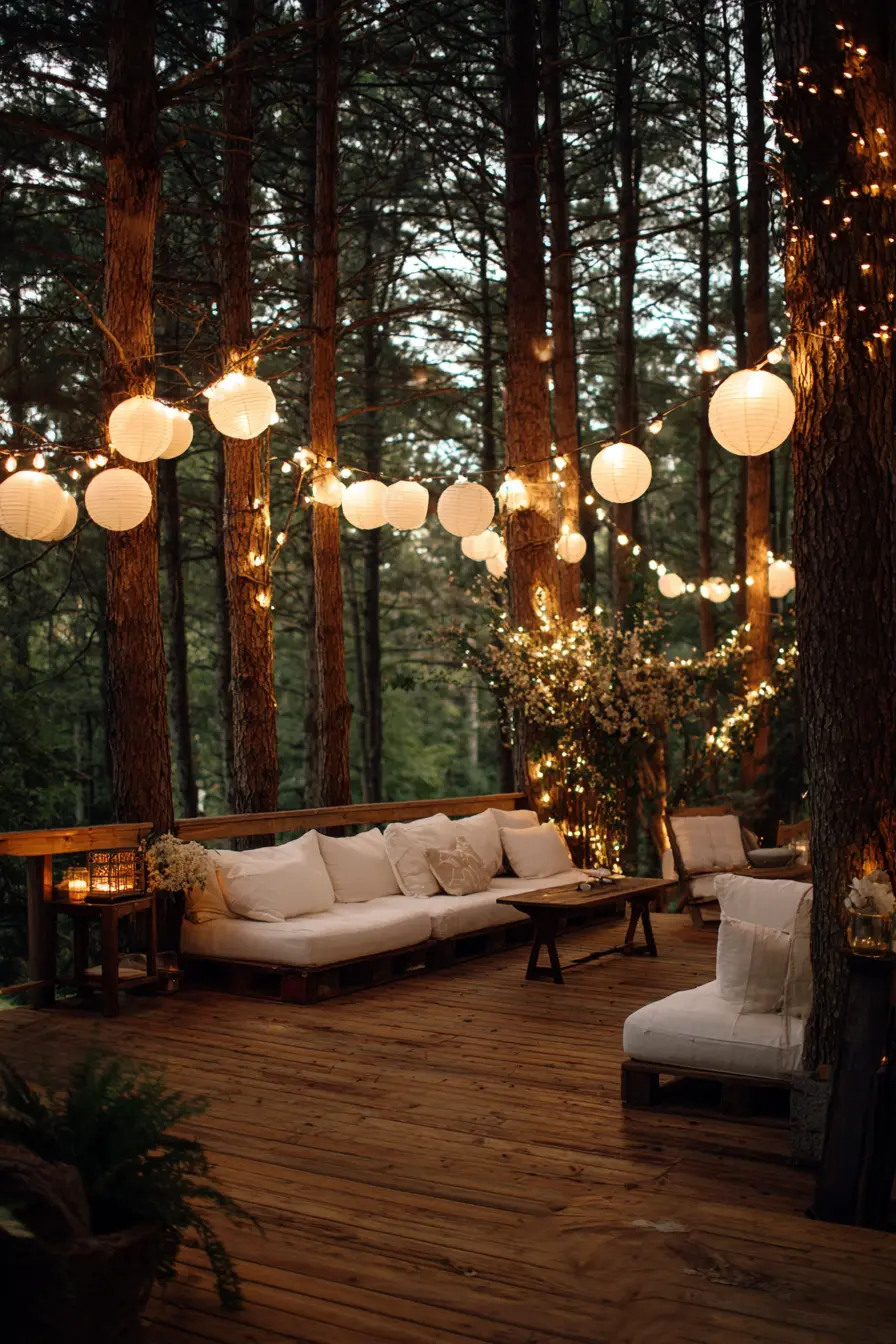 Nighttime Oasis: String Lighting and Ambient Illumination
