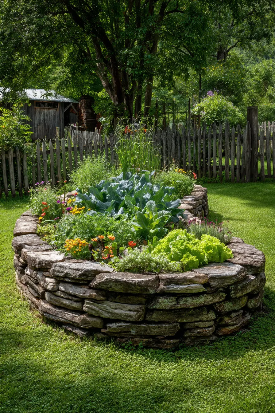 Circular Stone-Walled Raised Bed