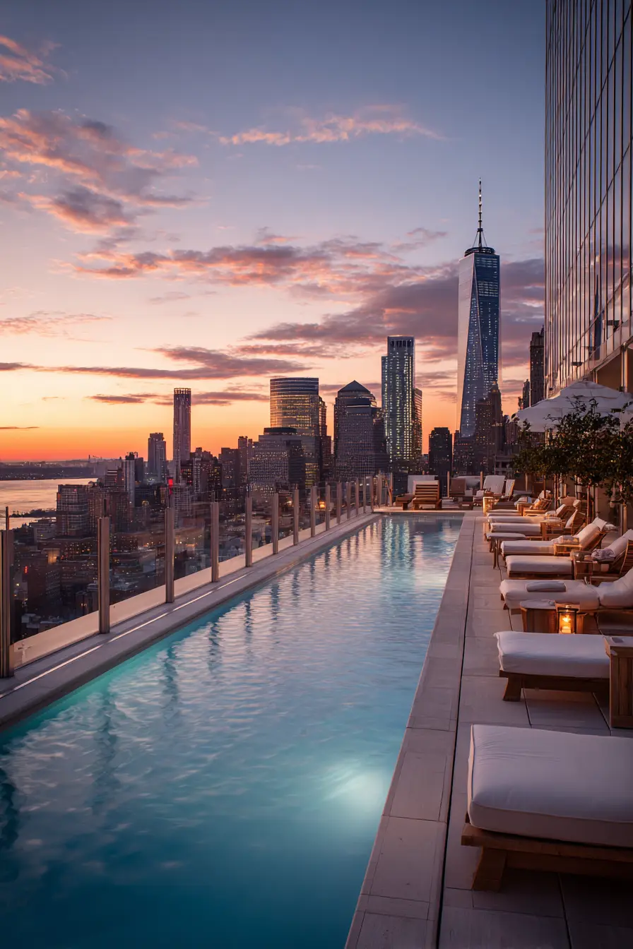 Elevated Lap Pool with City Views