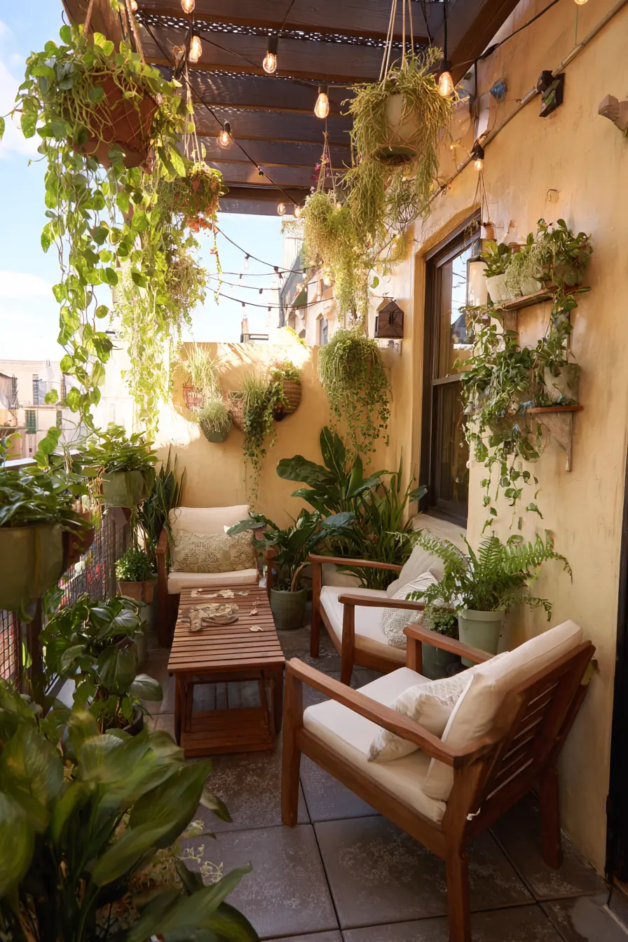 Hanging Planters with Fairy Lights