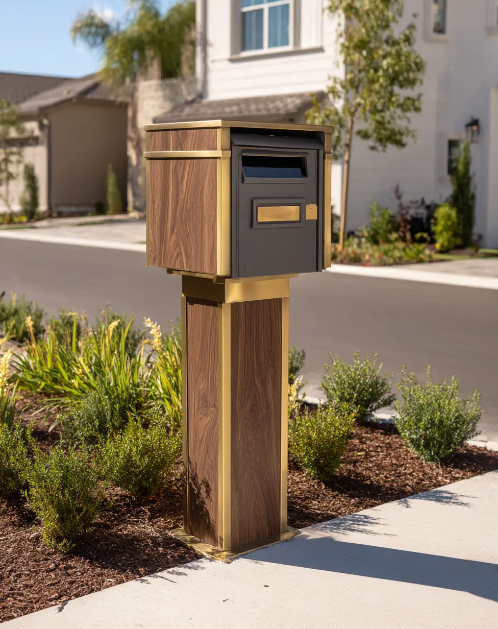 Metal Mailbox with Wooden Trim