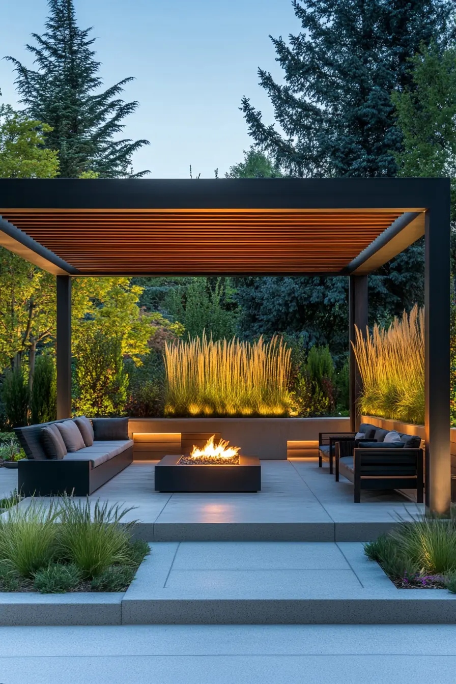 Modern Slatted Wood Pergola