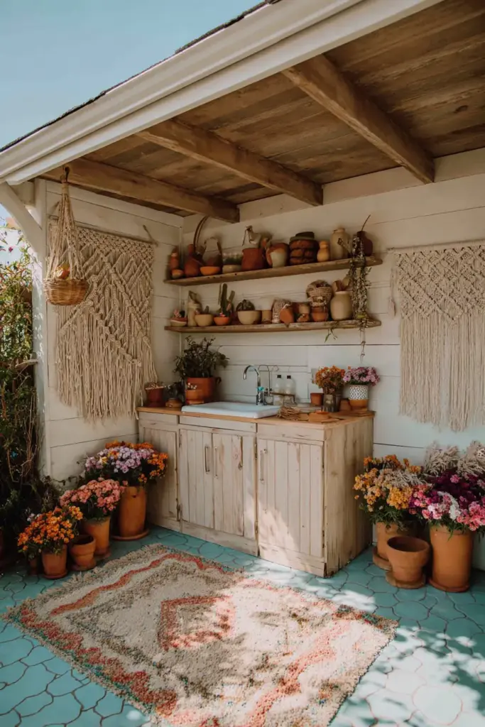 Rustic Bohemian Outdoor Kitchen