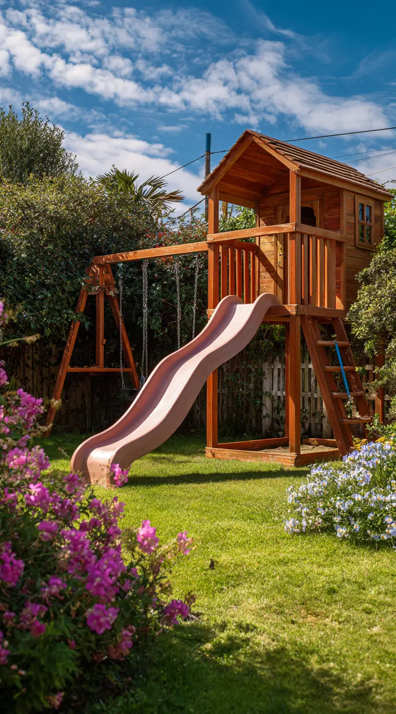 Swing Set with Monkey Bars and Slide