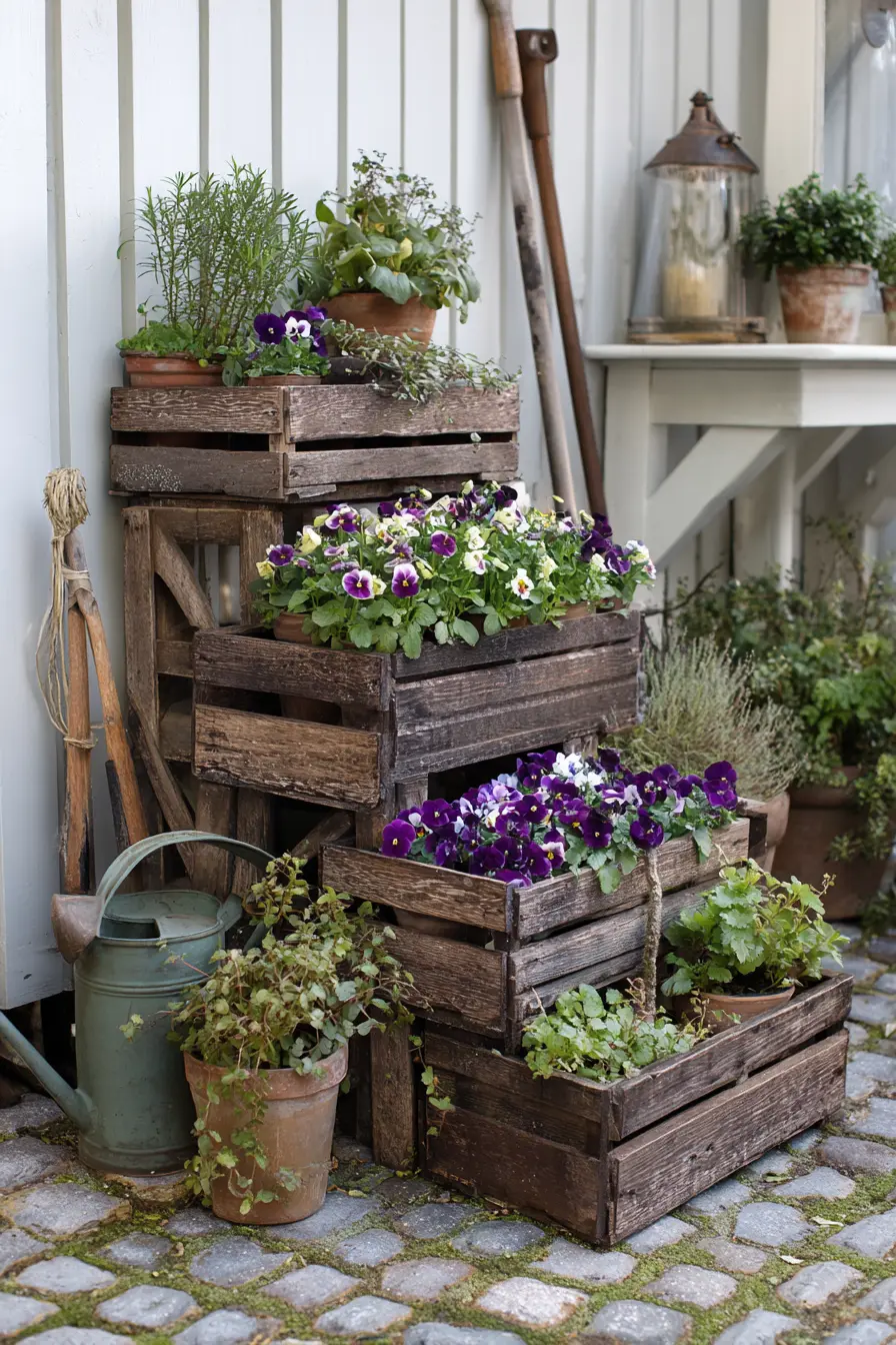 Tiered Wooden Crate Stack