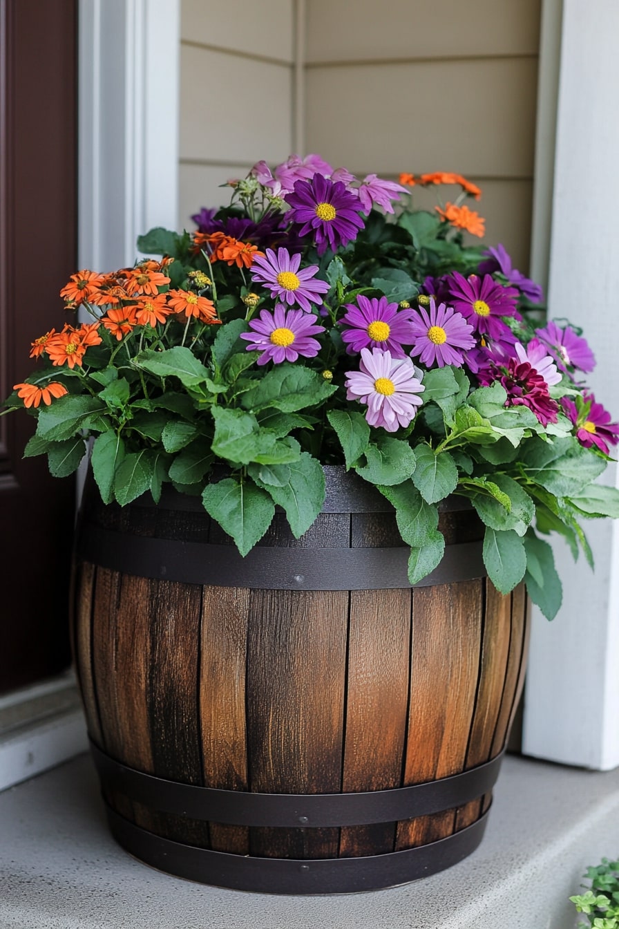 Repurposed Wine Barrel Planter
