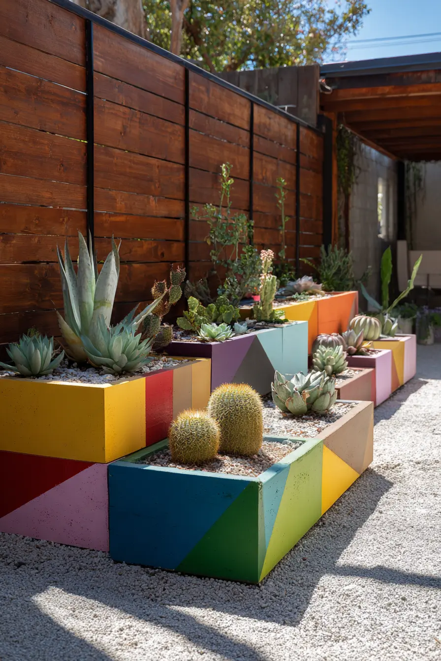 Painted Cinder Block Planters