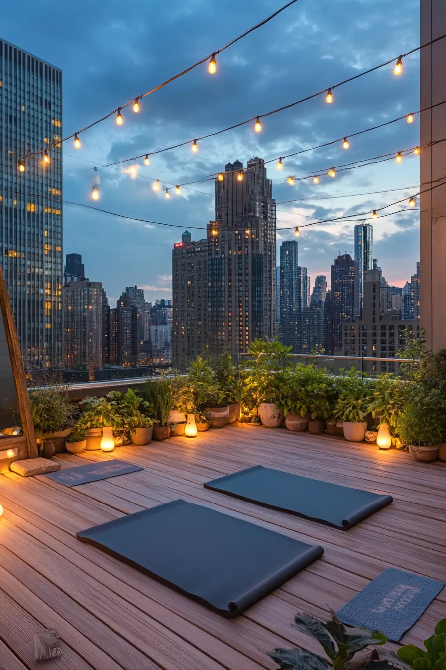 Rooftop Yoga Terrace with Greenery