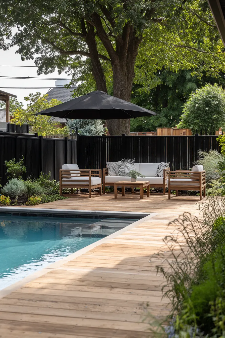 Simple Wooden Decks with Built-In Benches