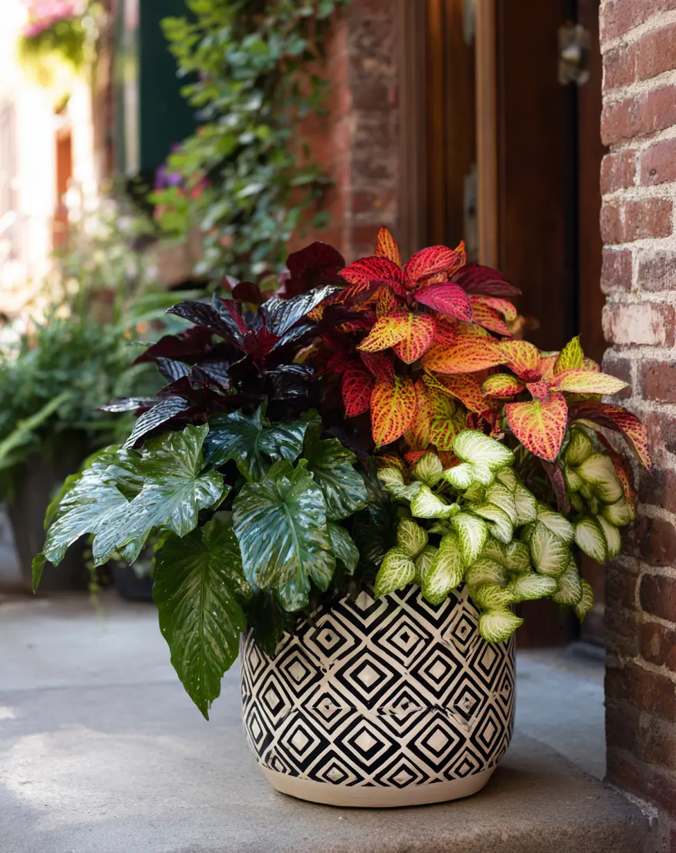 Geometric Glamour: Design a Coleus Container with Bold Patterns