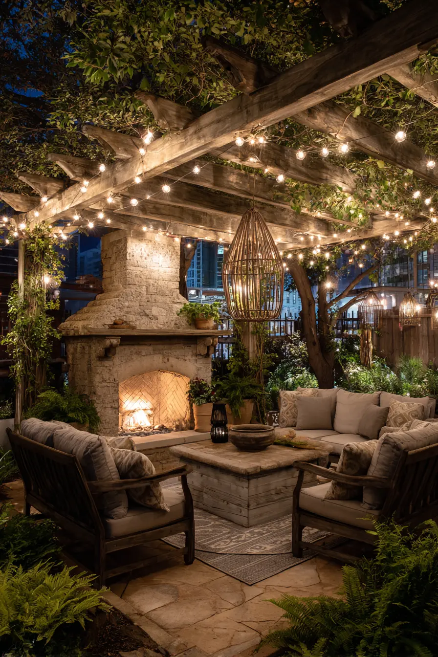 Outdoor Living Room with Fireplace