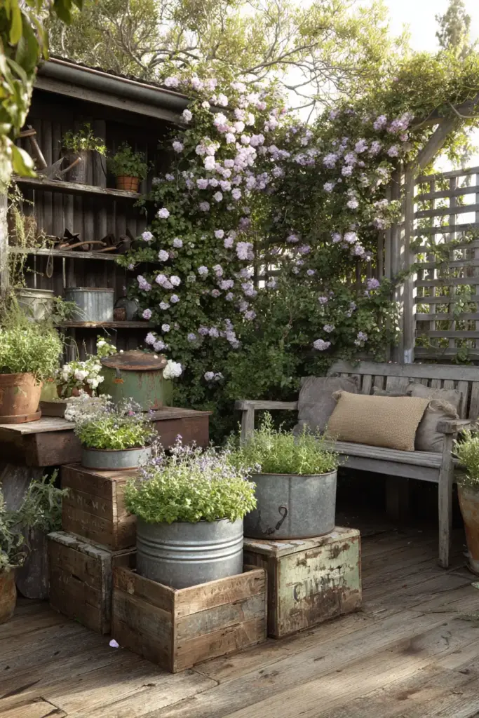 Rustic Farmhouse Planter Patio