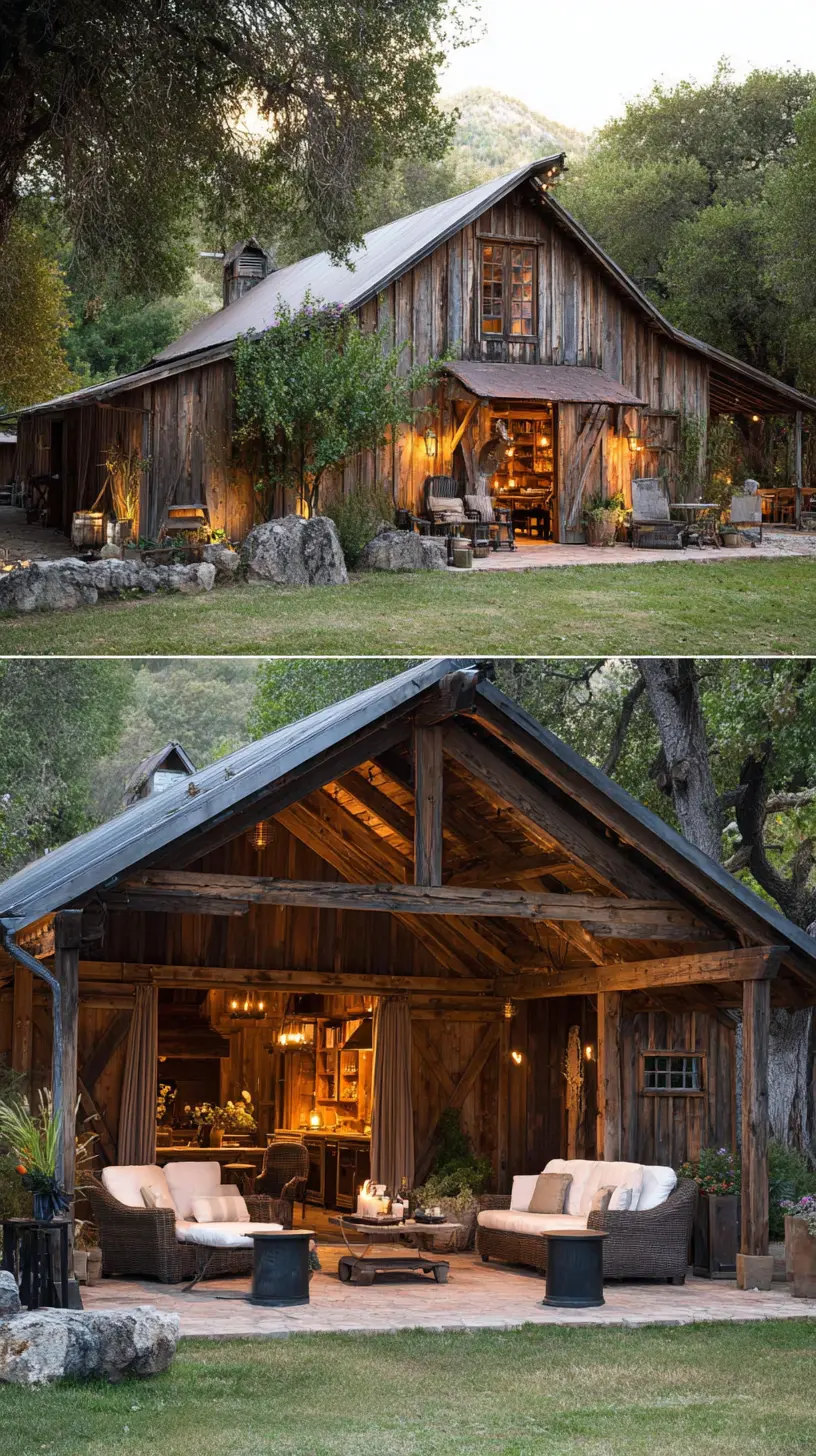 Rustic Pergola with Reclaimed Wood