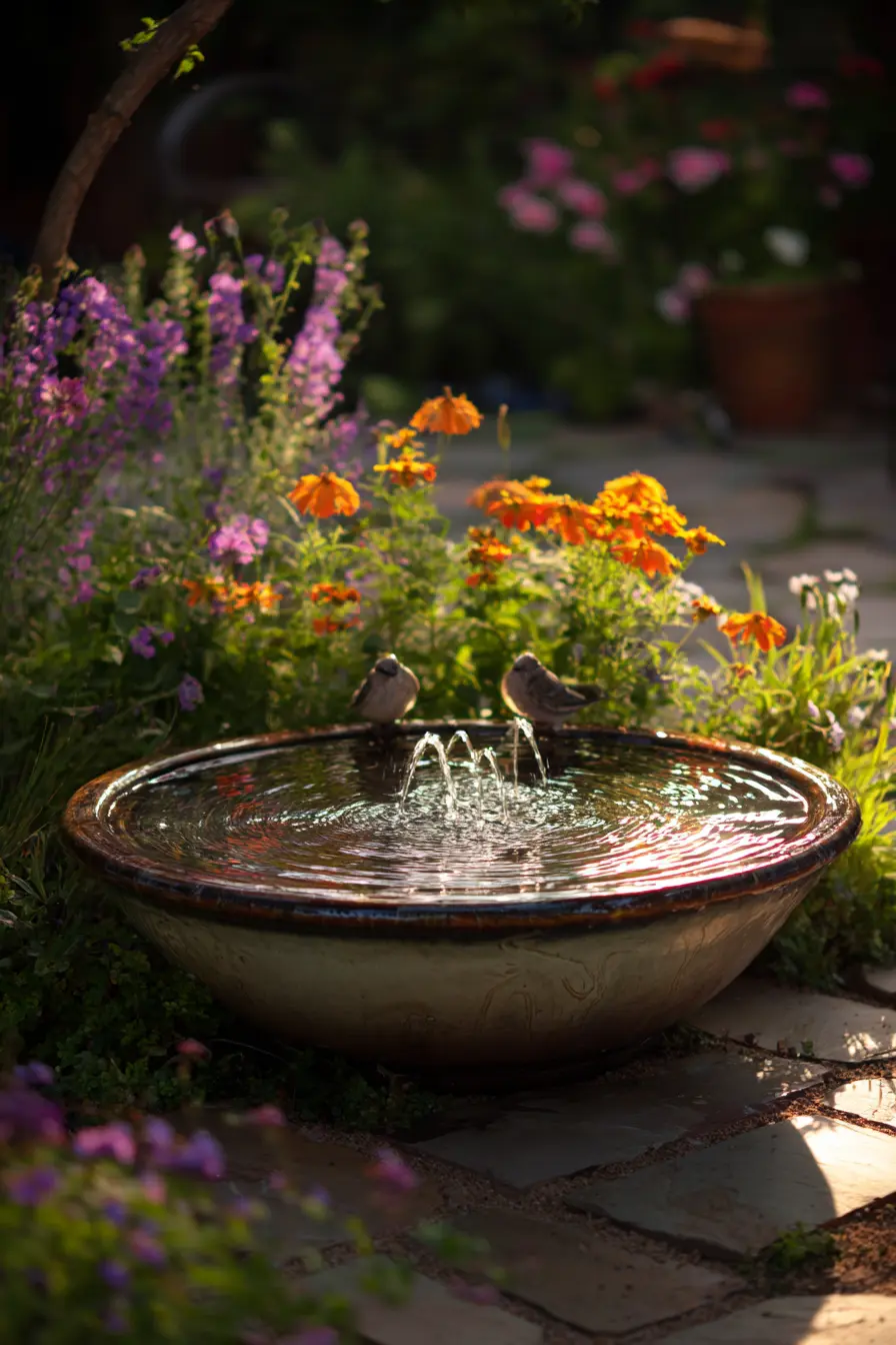 Solar-Powered Birdbath Fountain