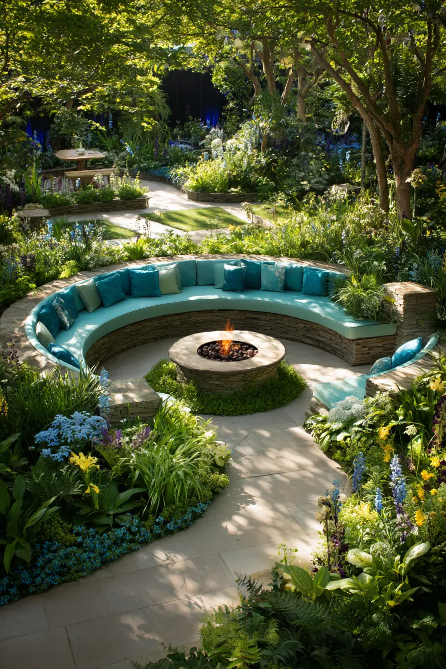 Sunken Patio with Built-in Seating