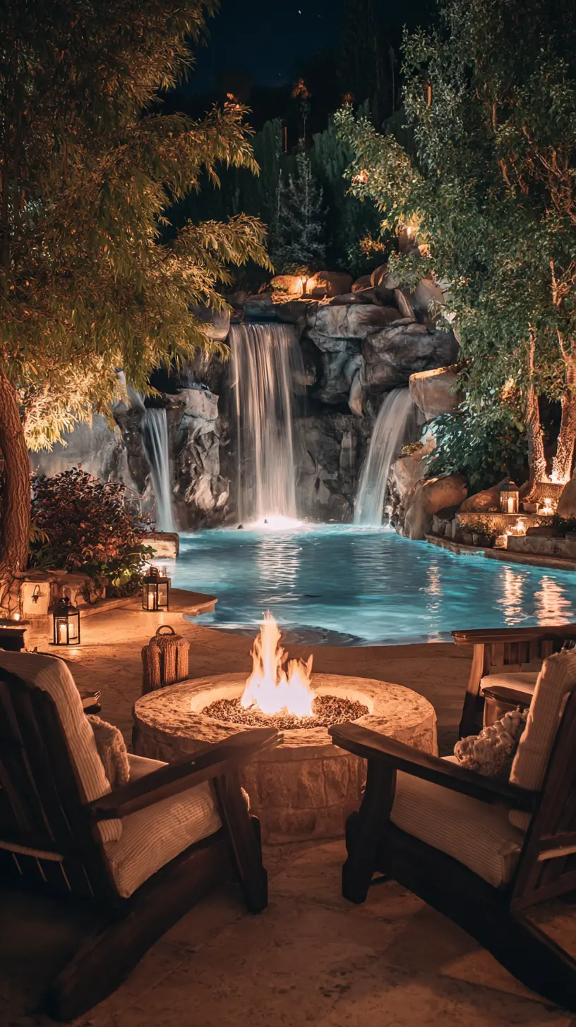 Design a Firepit with a Water Feature for a Balanced Ambiance