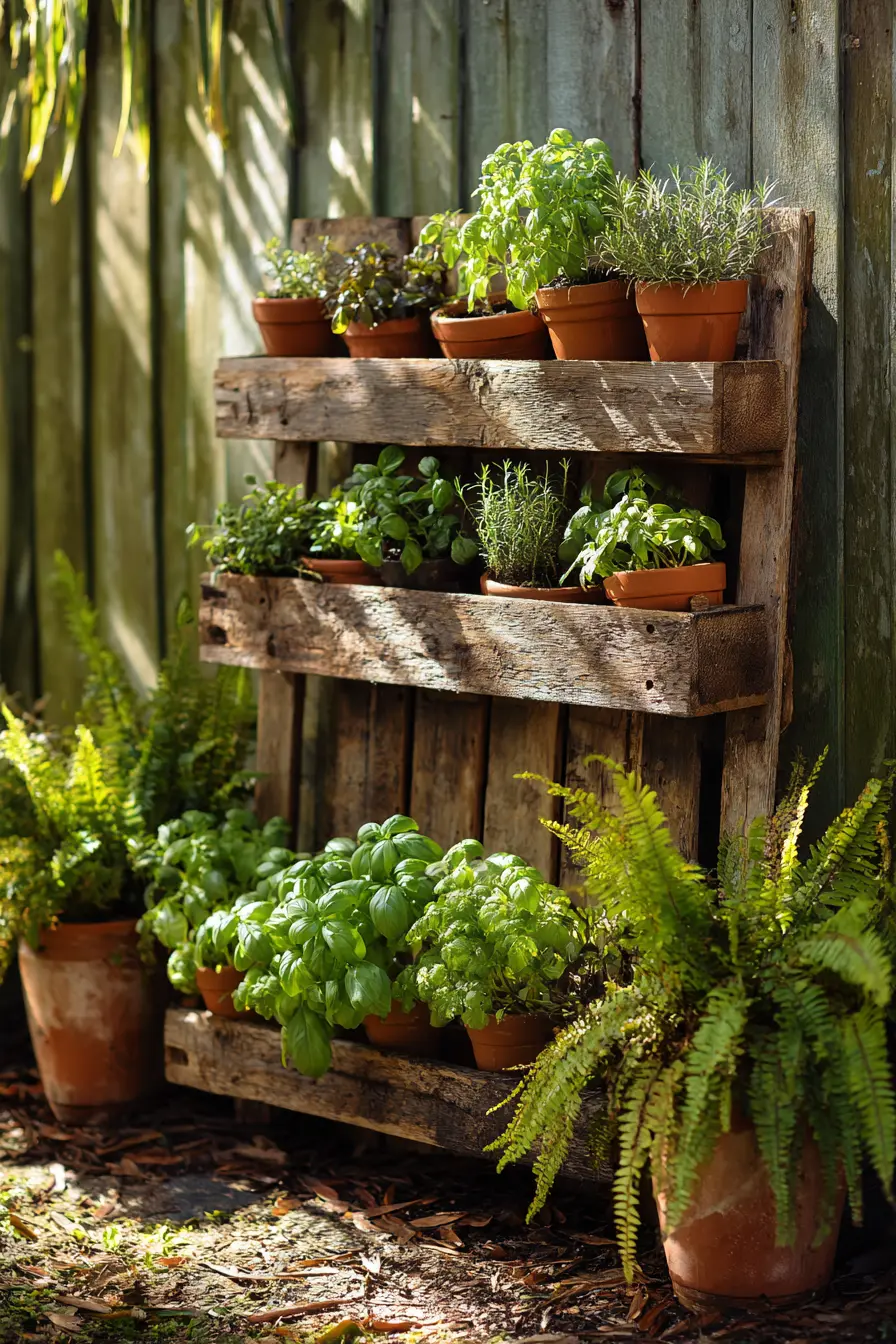 Pallet Garden with Potted Inserts