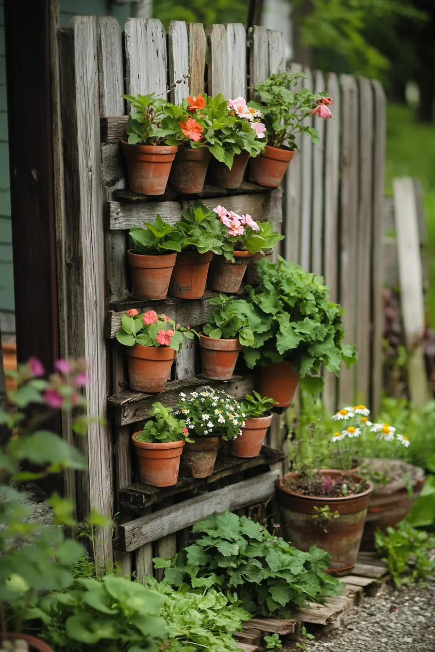 Pallet Garden with Potted Inserts