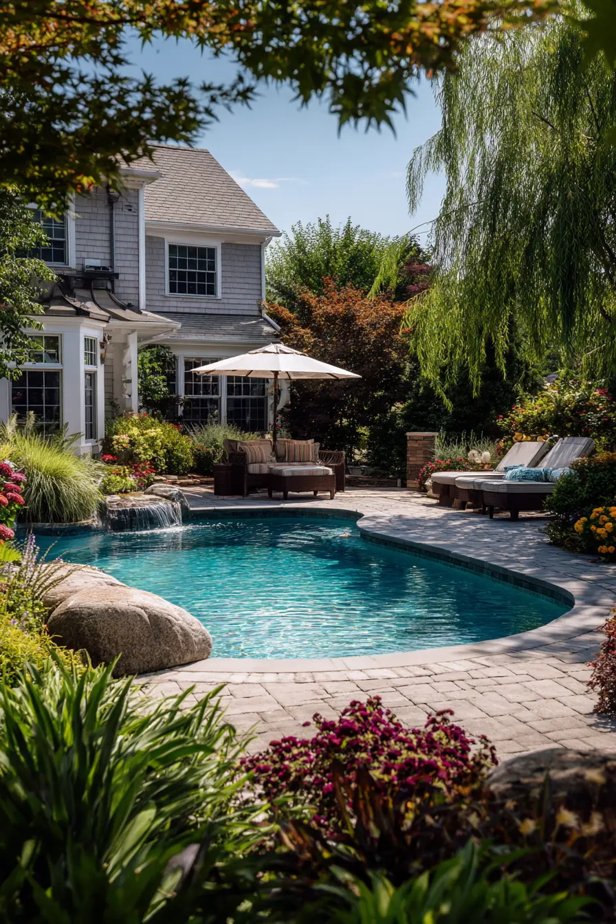 Raised Saltwater Pool with Natural Stone Coping
