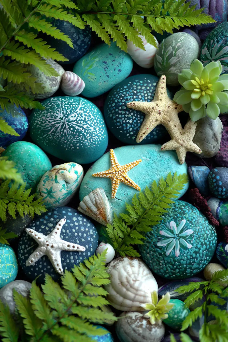 Sea-Inspired Rock Art with Shells