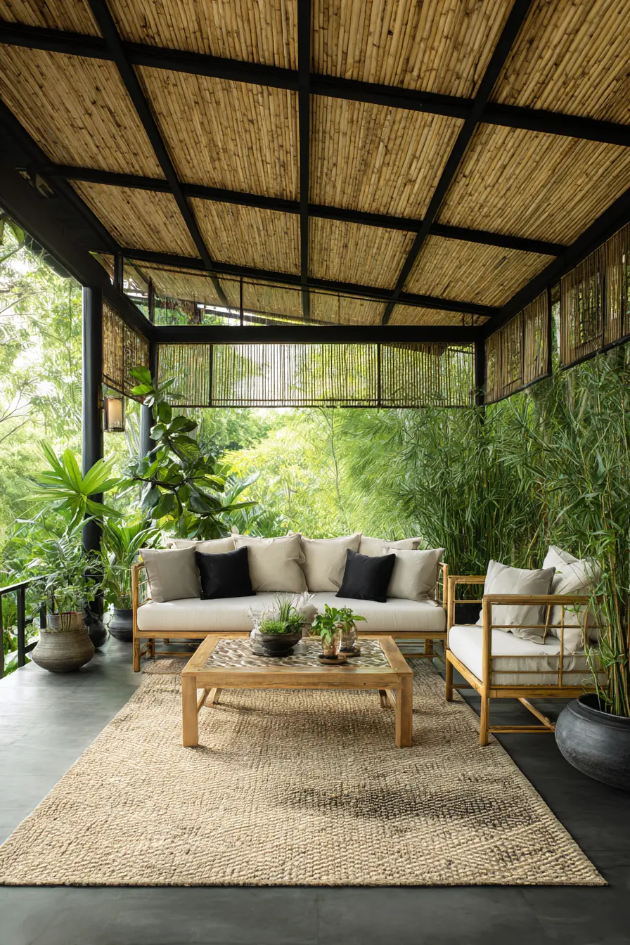 Tropical Oasis with Bamboo Ceiling