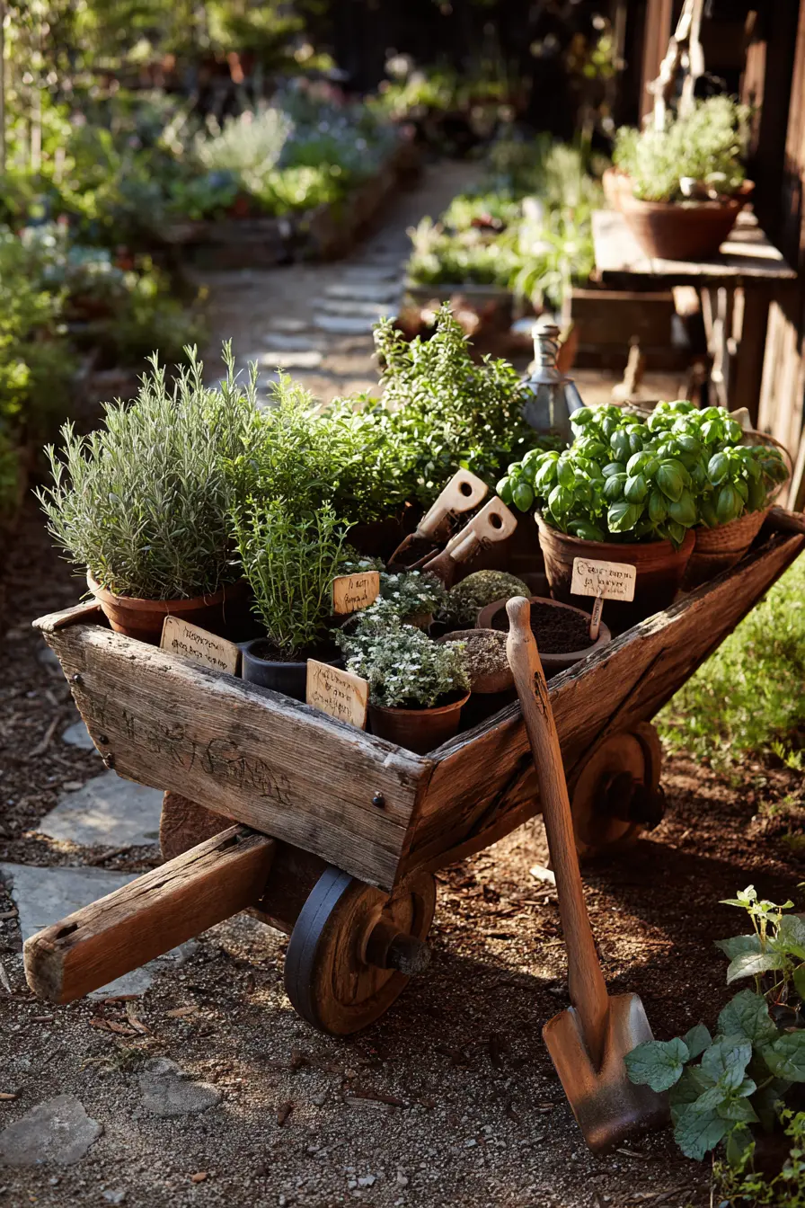 Wheelbarrow Herb Kitchen Garden