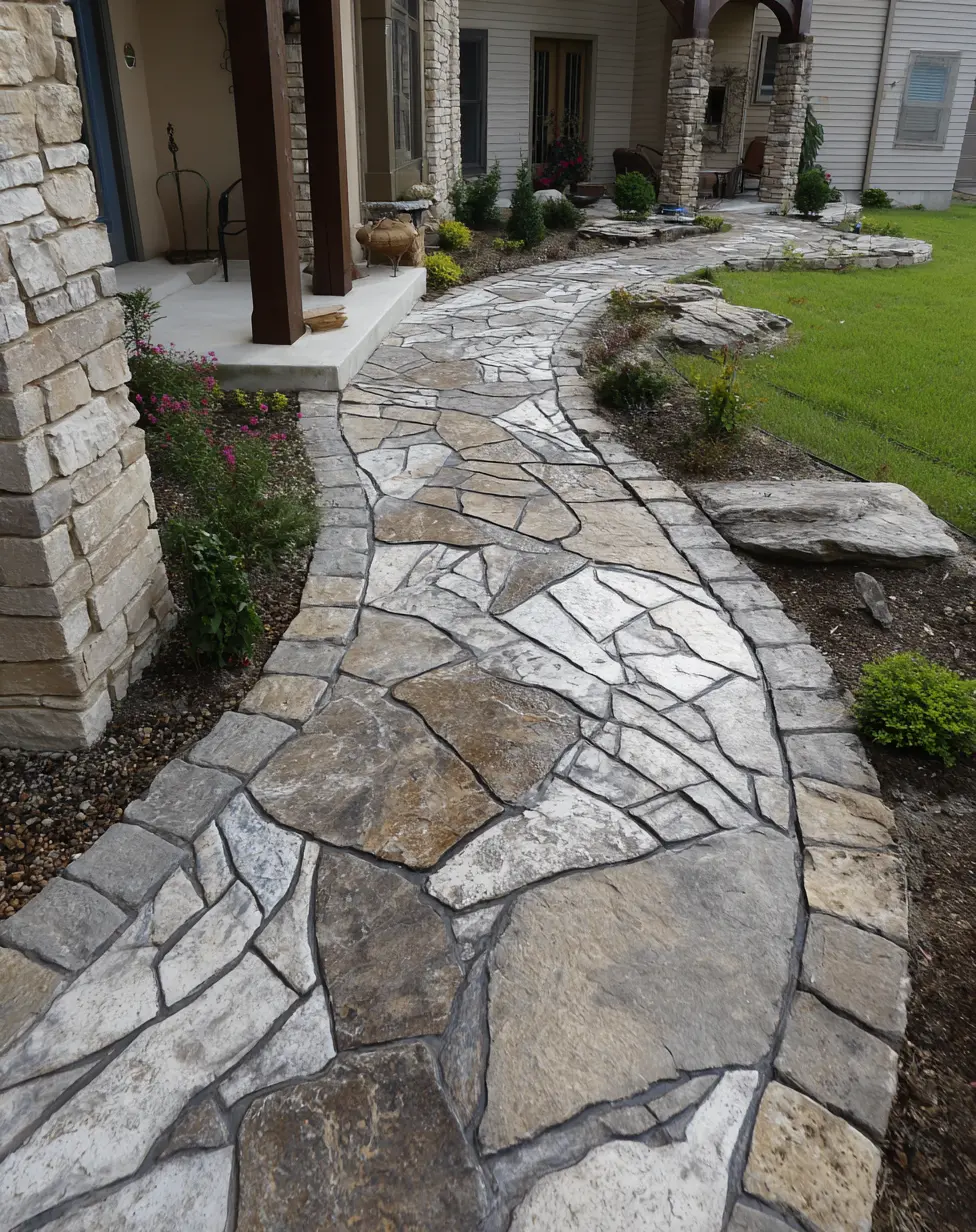 DIY Stamped Concrete Walkway