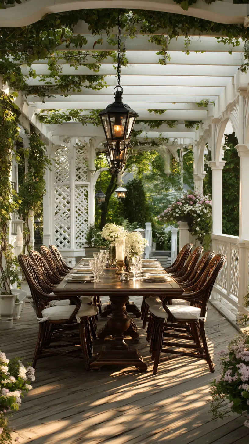 Freestanding Pergola Over an Outdoor Dining Area