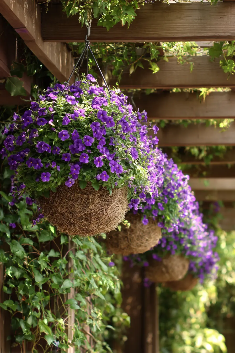 Hanging Wire Baskets with Vinca