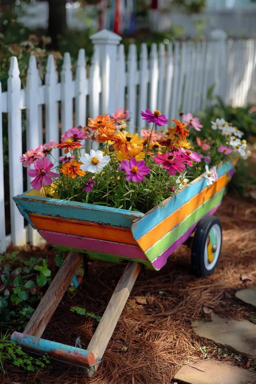 Painted Rainbow Wheelbarrow