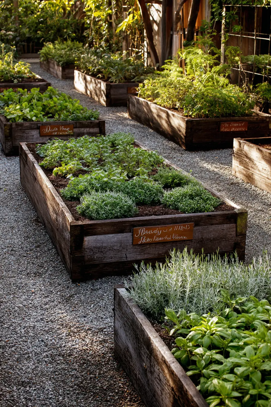 Raised Bed Herb Garden with Gravel Paths