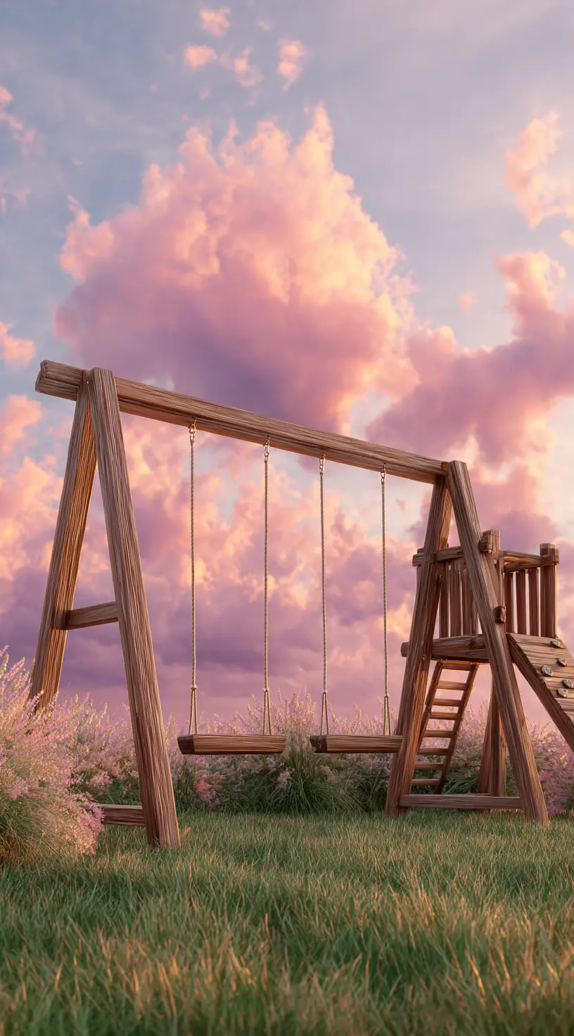 Swing Set with Climbing Wall
