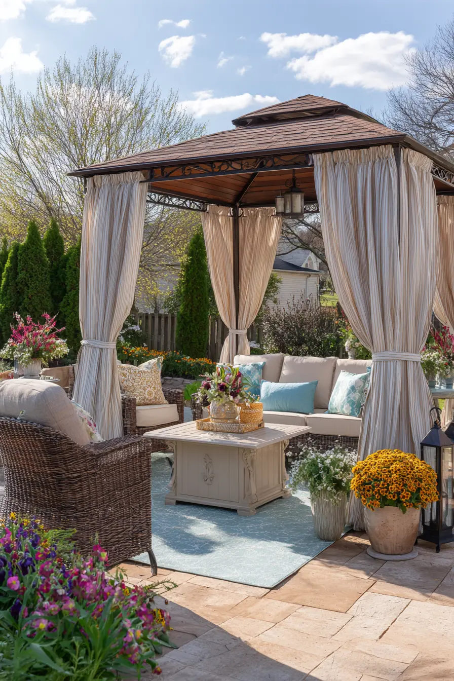 Customizable Gazebo with Fabric Top