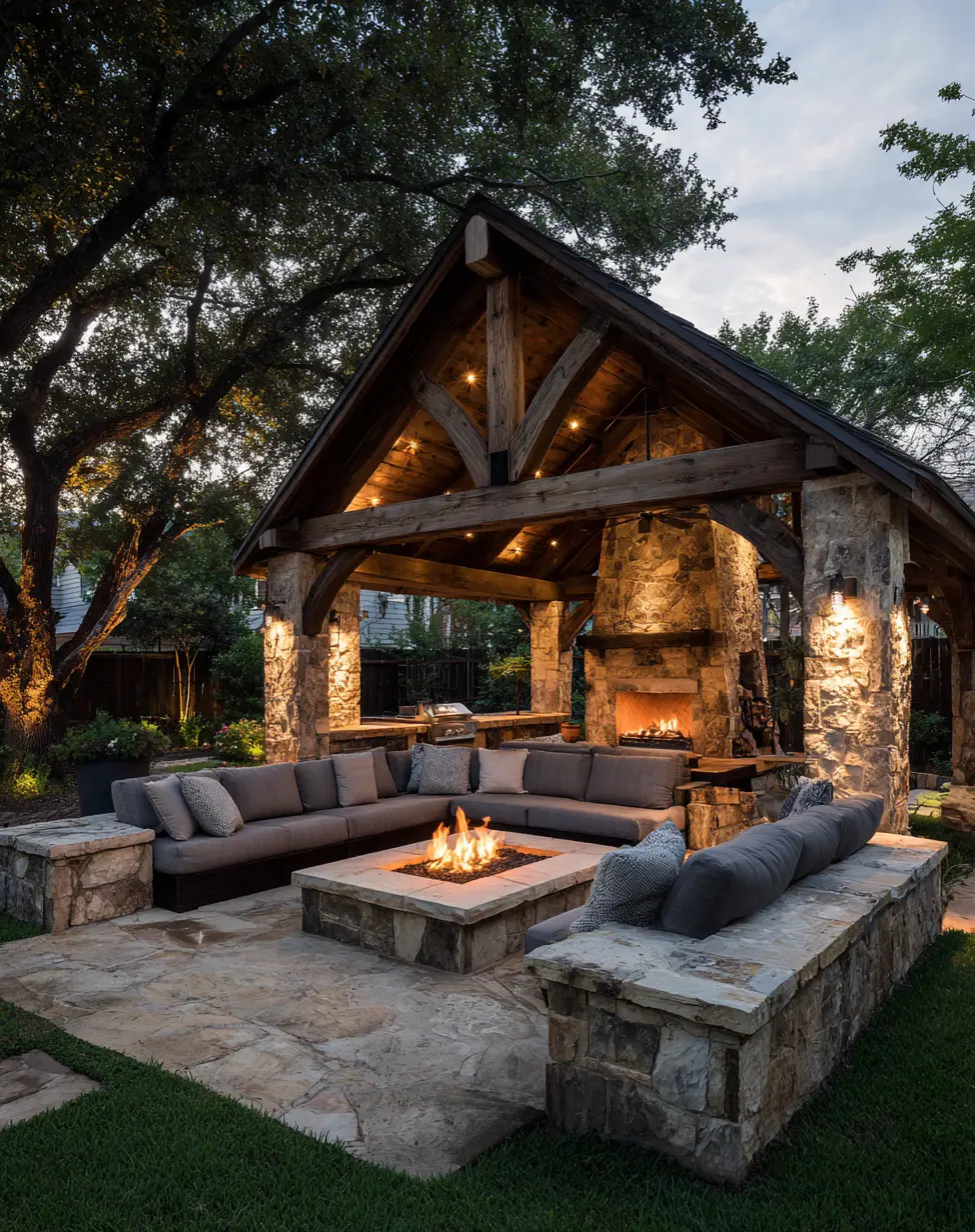 Gable Roof with Integrated Fire Pit
