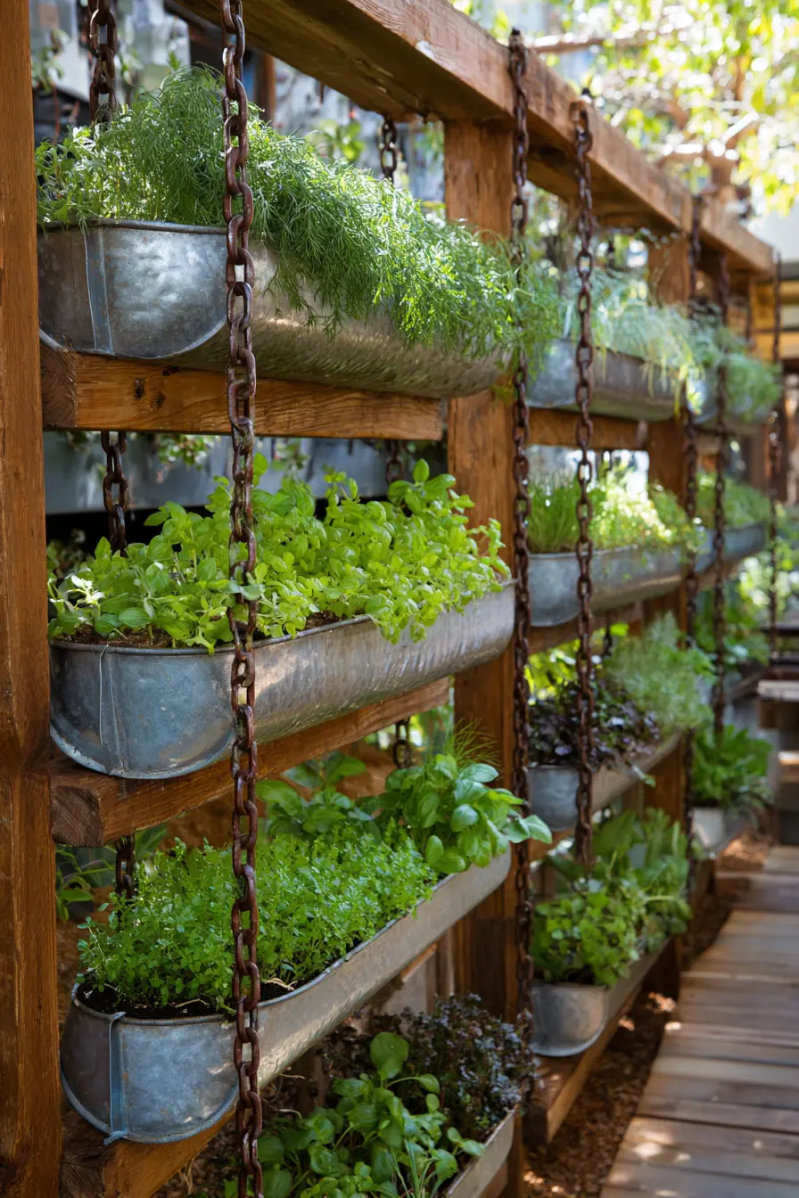 Hanging Gutter Herb Planters
