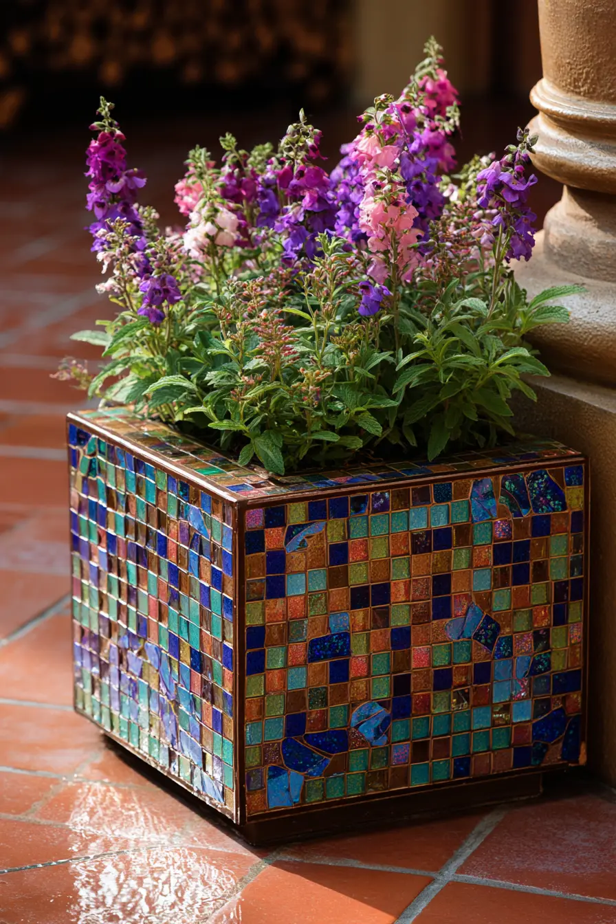 Mosaic Tile Box Planter