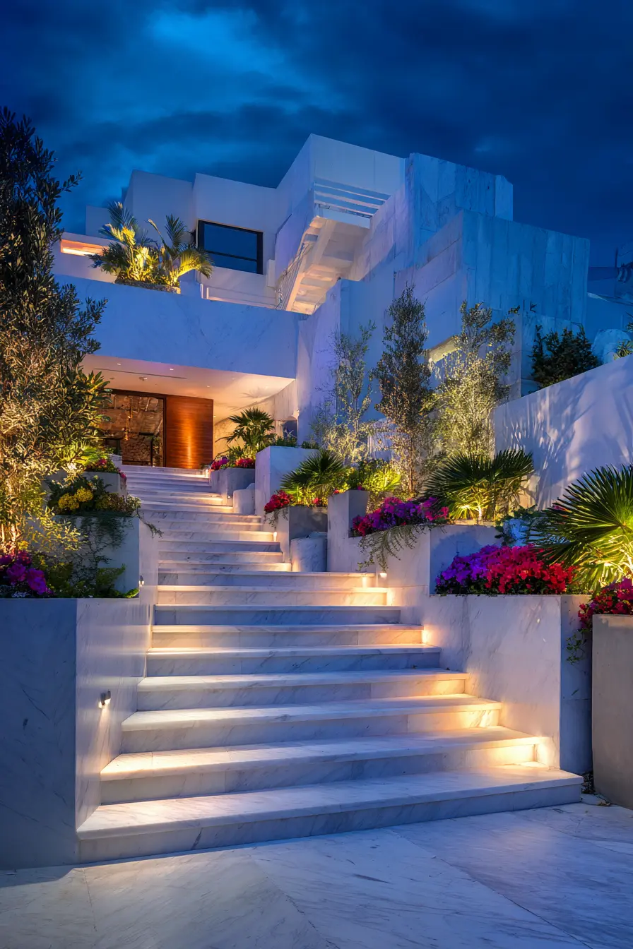 Uplighting on Side Planters