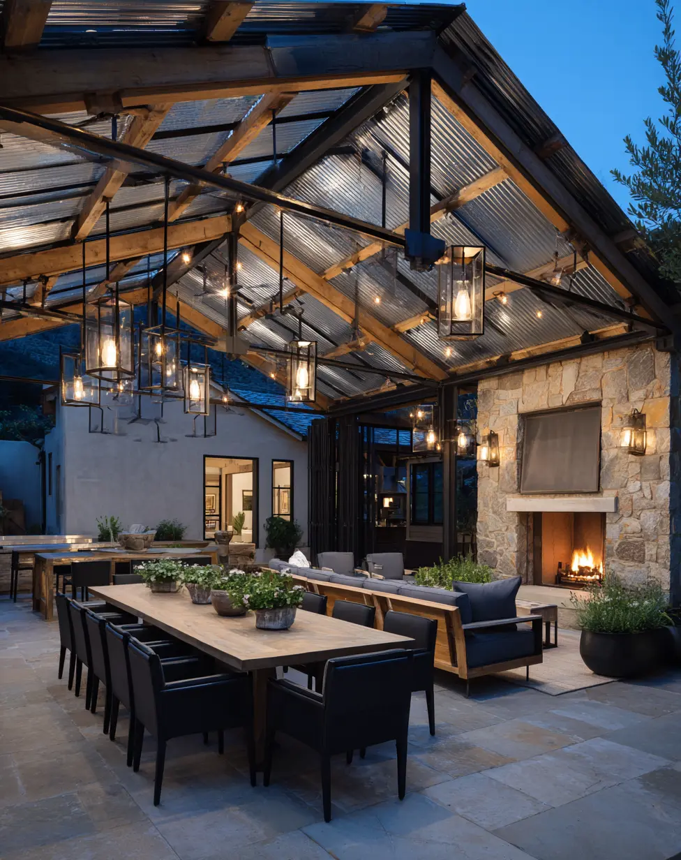 Corrugated Metal Roof with Ambient Lighting