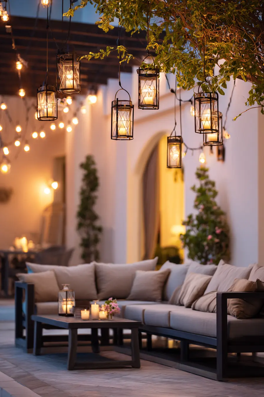 Glass Cylinder Lanterns in a Modern Geometry Pattern